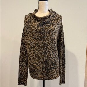 Brochu Walker Cashmere Cowl Neck Sweater in Black and Tan